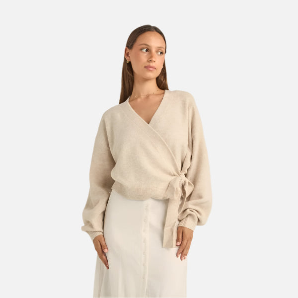 Rhythm Lexie Wrap Front Knit - Natural