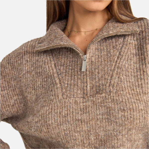 Rhythm Quinn Zip Knit - Oatmeal