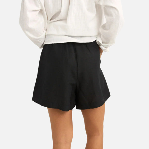 Rhythm Mini Linen Elasticated Short - Black