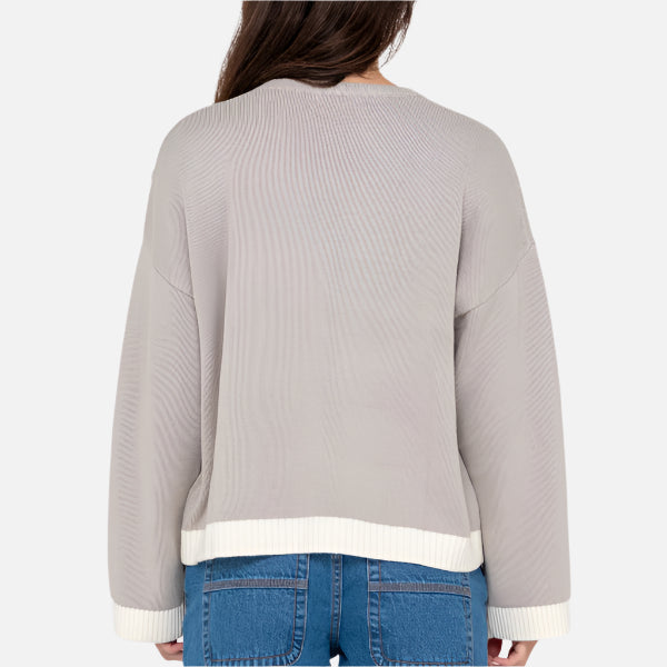 Rusty Rider Relaxed Crew Knit - Oyster Grey