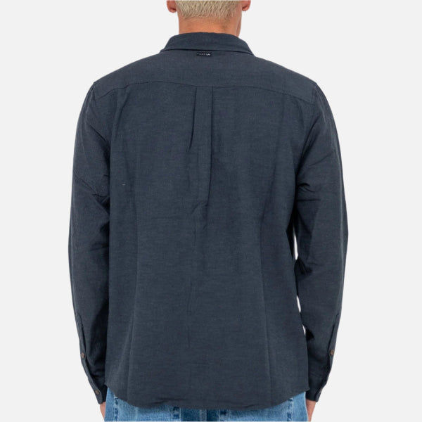 Rusty Overtone Long Sleeve Linen Shirt - Navy Blue