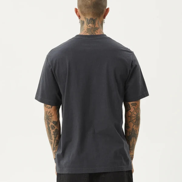 afends-flatline retro fit tee - charcoal