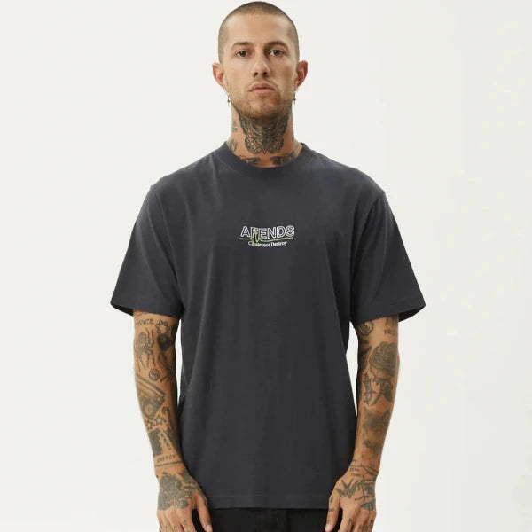 afends flatline retro fit tee - charcoal