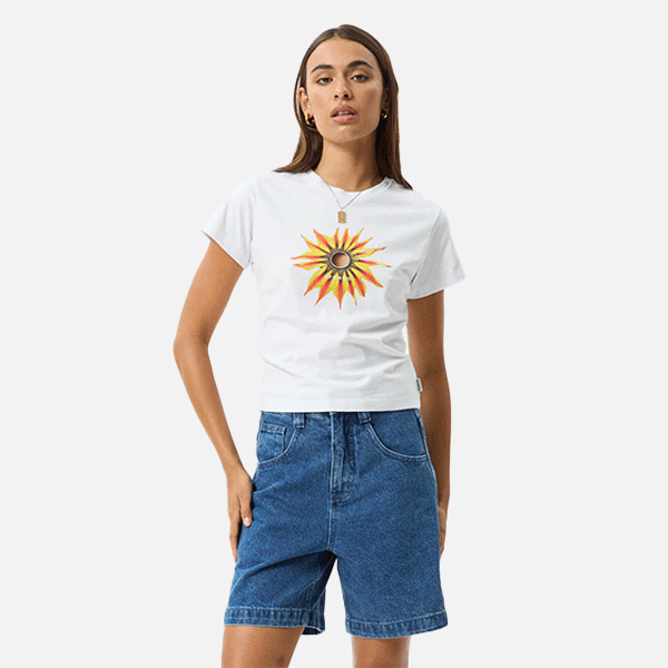 Afends Keyhole Baby Tee - White