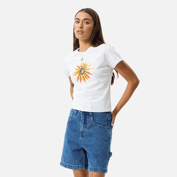 Afends Keyhole Baby Tee - White