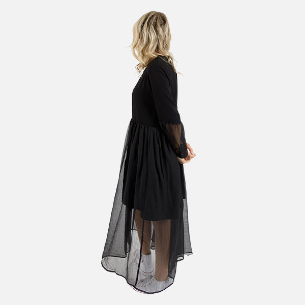 Federation Sheer Tier Dress - Black