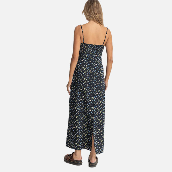 Rhythm Fleur Floral Gathered Maxi Dress - Black