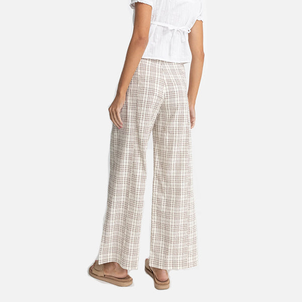 Rhythm Rumi Check Wide Leg Pant - Natural