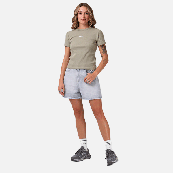 RPM Heart Ribbed Tee - Light Olive