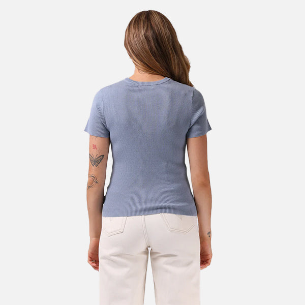 RPM Knitted SS Top - Dusty Blue