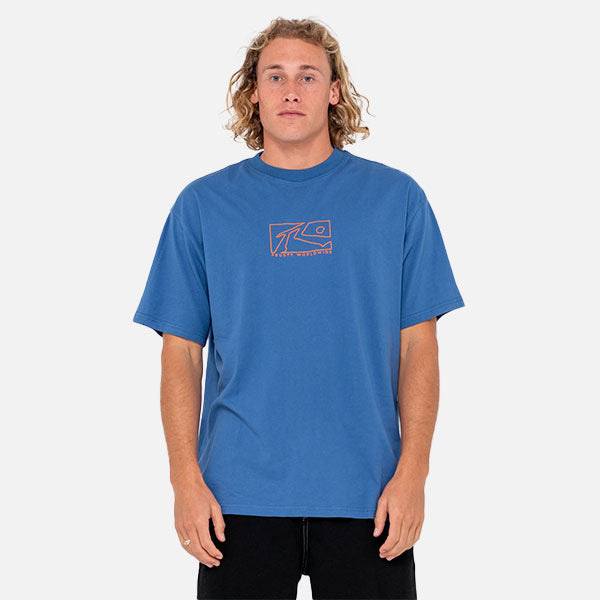 Rusty Boxed Out Centre Front SS Tee - Delft Blue