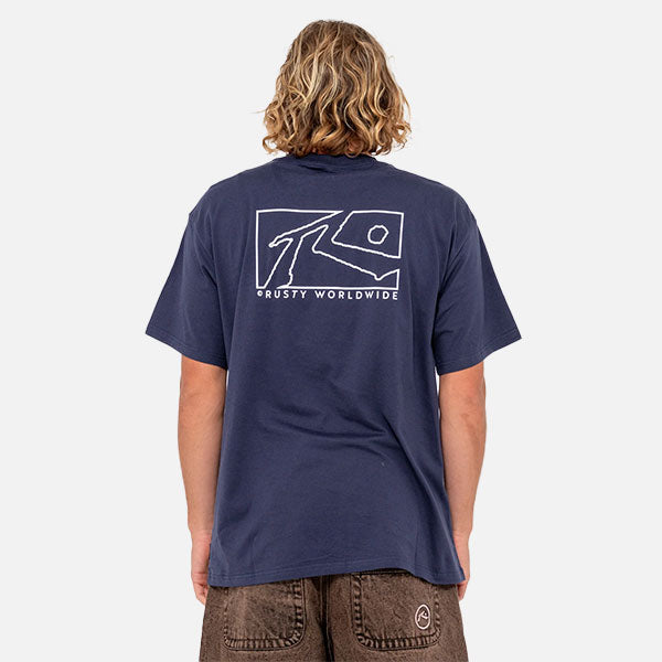 Rusty Boxed Out SS Tee - Navy Blue