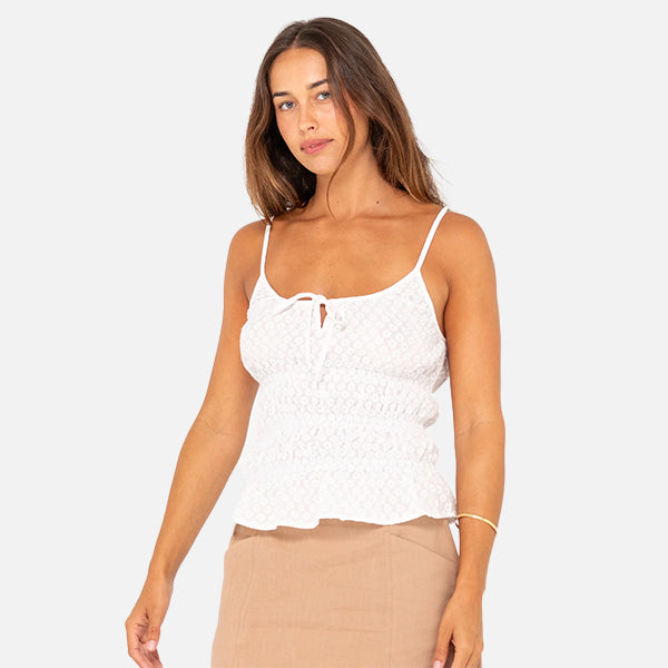 Rusty Effie Slip Skimmer Top - White