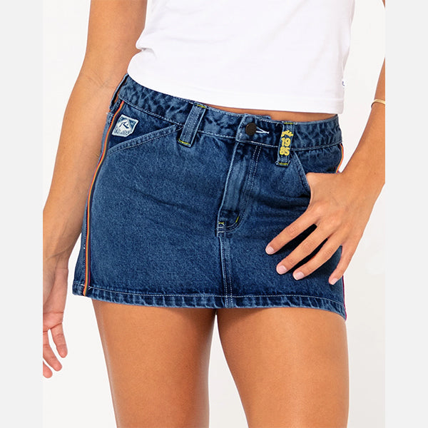 Rusty Flip Mommy Low Rise Mini Skirt - Deep Sea Blue