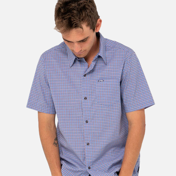 Rusty Datsun Check Short Sleeve Shirt - Arctic Blue