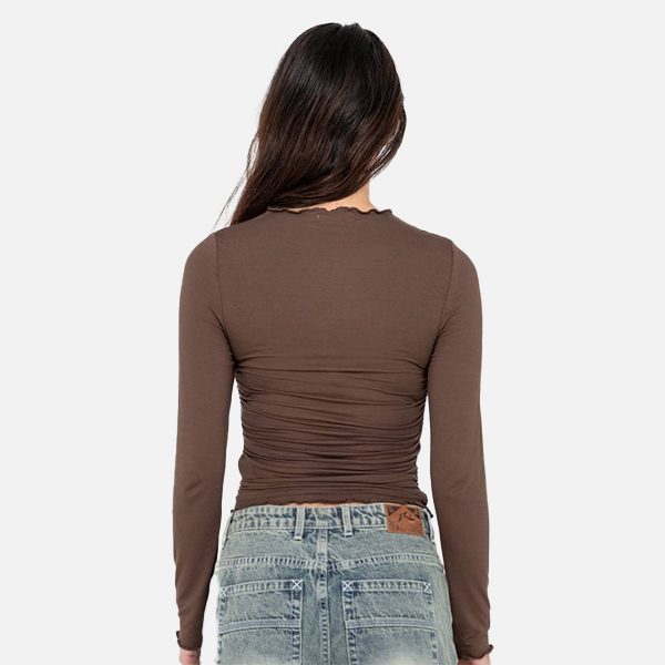 Rusty Plain Jane Ruched Long Sleeve Top - Java