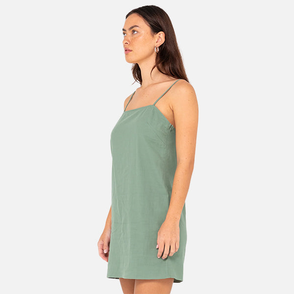 Rusty Sweet Water Mini Slip Dress - Sage Leaf