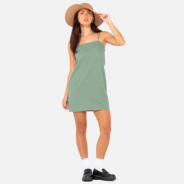 Rusty Sweet Water Mini Slip Dress - Sage Leaf