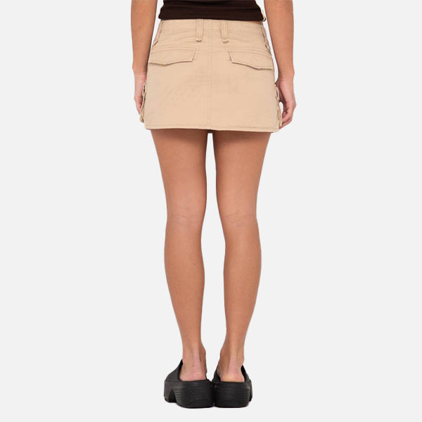 Rusty Tank Girl Low Rise Mini Skirt - Oatmilk