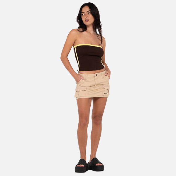 Rusty Tank Girl Low Rise Mini Skirt - Oatmilk