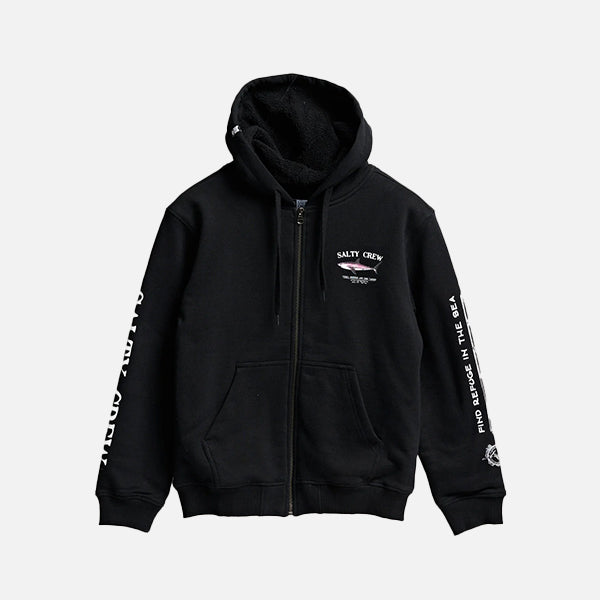 Salty Crew Bruce Boys Zip Thru Fleece - Black