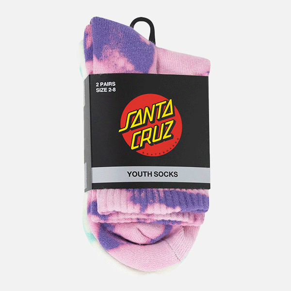 Santa Cruz Youth Other Dot Mid Sock - Pale Pink/Light Green Tie Dye