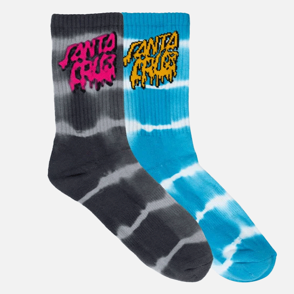 Santa Cruz Youth Rad Stack Crew Sock 2 - Turquoise/Black Tie Dye