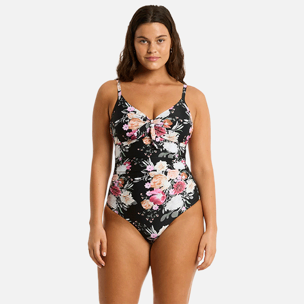 Sea Level Belle Tie Front DD/E Cup One Piece - Black