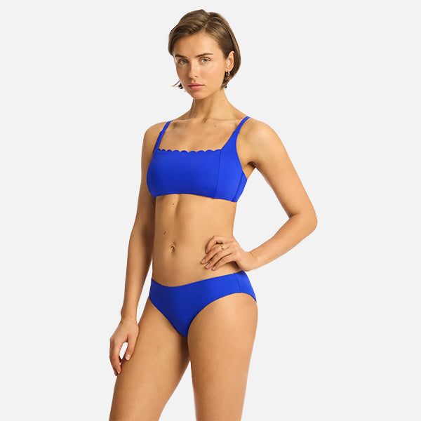 Sea Level Scalloped Square Neck Bralette - Cobalt