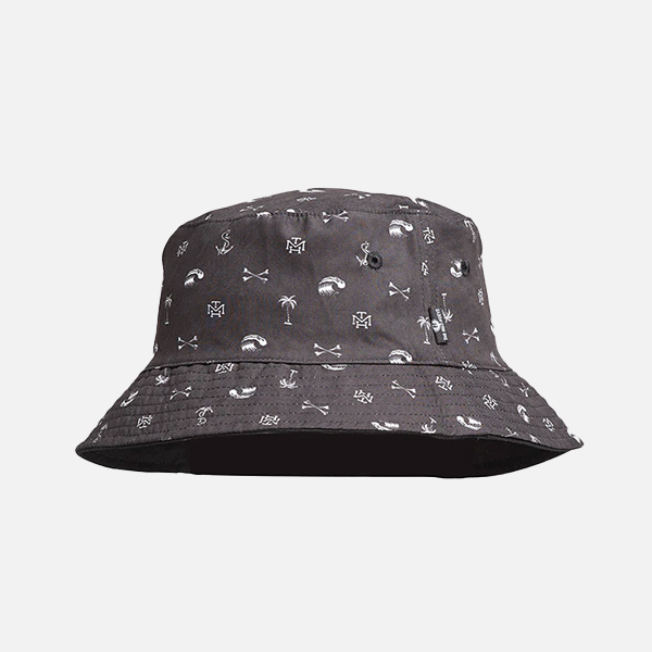 The Mad Hueys Anchor Bones Youth Reversible Bucket Hat - Black