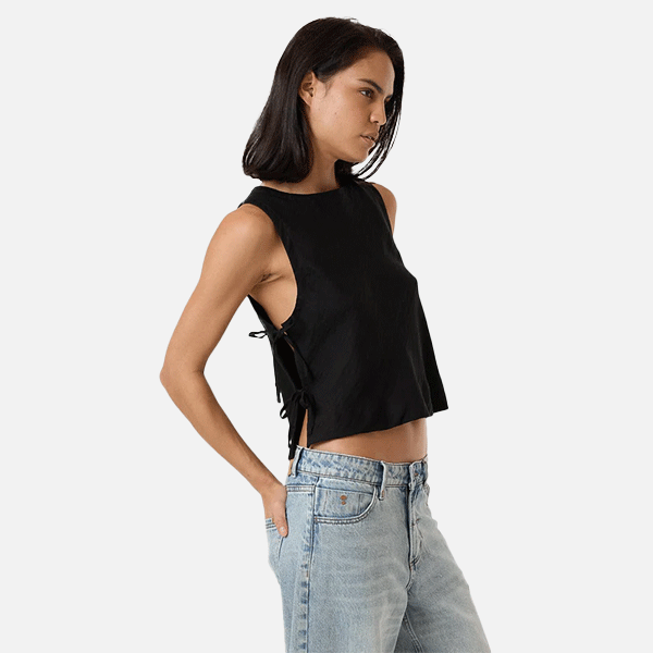 Thrills Ember Tie Top - Black