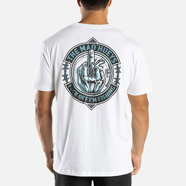 The Mad Hueys FK Off Fish On Tee - White