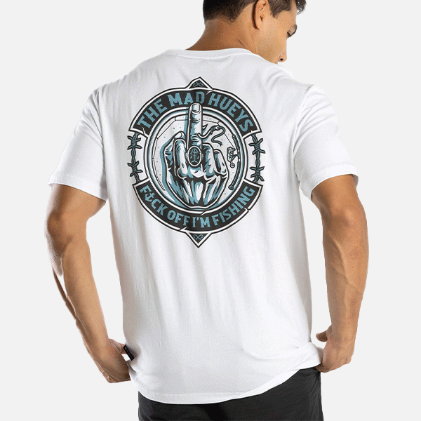 The Mad Hueys FK Off Fish On Tee - White