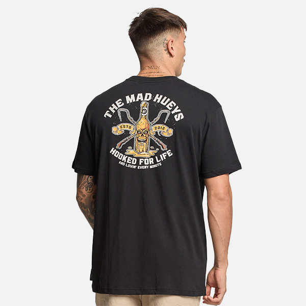 The Mad Hueys Hooked For Life Tee - Black