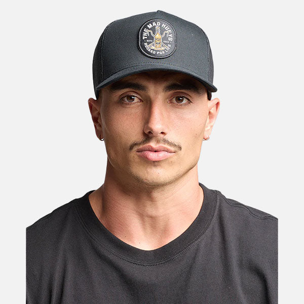 The Mad Hueys Hooked For Life Twill Trucker - Black