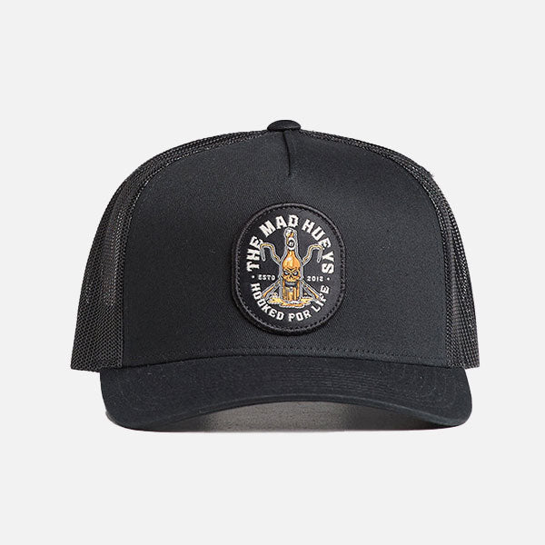 The Mad Hueys Hooked For Life Twill Trucker - Black