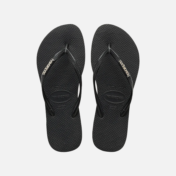 Havaianas Slim Logo Metallic - Black/Silver