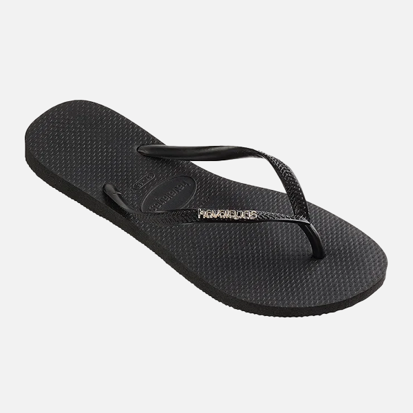 Havaianas Slim Logo Metallic - Black/Silver